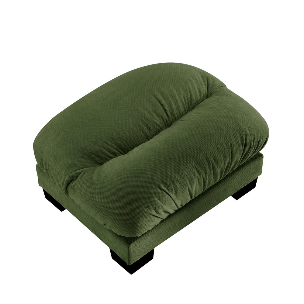 English Elm Flora Chenille Ottoman Pleated Texture Curved Silhouette for Cozy Living Rooms Green W5656P454496