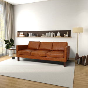 English Elm Elliot Full Grain Leather Reclining Sofa Solid Wood Frame Cognac Living Room Seating B183P255282