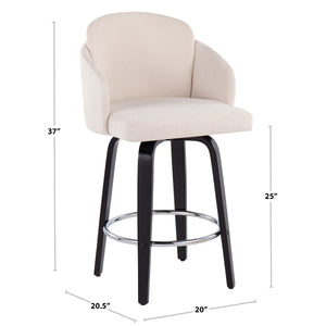 English Elm Fixed-height Swivel Counter Stools with Faux Leather Seats and Chrome Footrest Set of 2 B202S01813