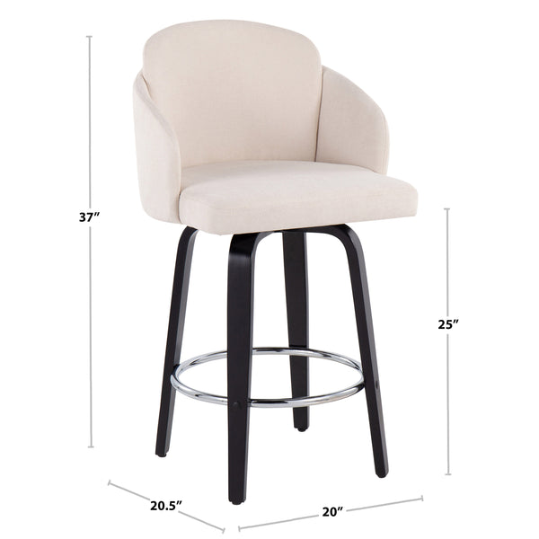 English Elm Fixed-height Swivel Counter Stools with Faux Leather Seats and Chrome Footrest Set of 2 B202S01813