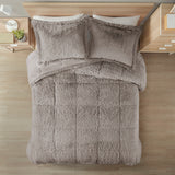 Intelligent Design Malea Glam/Luxury Shaggy Long Fur Comforter Mini Set ID10-1696 Grey