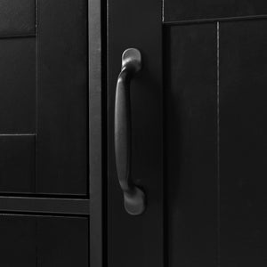 English Elm K&K Convertible 55.7" Folding Kitchen Island Cart with Power Outlet, Spice Rack, 5 Wheels, Multi-Use Black N707P186617B