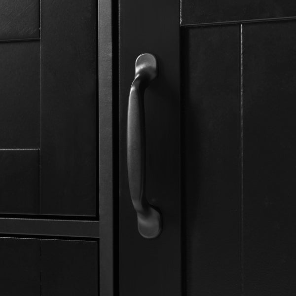 English Elm K&K Convertible 55.7" Folding Kitchen Island Cart with Power Outlet, Spice Rack, 5 Wheels, Multi-Use Black N707P186617B