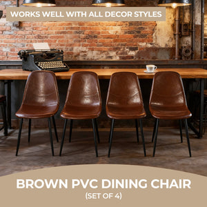 English Elm Pvc Sleek Matte Black Dining Chair Set of 4 for Kitchen Studio or Cafe Use W3766P436152