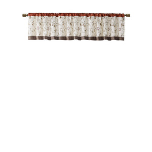 JLA Home Madison Park - Embroidered Valance with Rust Floral Elegance, Lined Pleated Design for Soft Light Control & Style MP41-5471