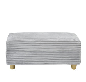 English Elm Grey corduroy single sofa with ottoman storage, built-in armrest compartments, washable covers, 500lb capacity W1658S00139