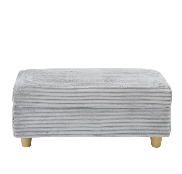 English Elm Grey corduroy single sofa with ottoman storage, built-in armrest compartments, washable covers, 500lb capacity W1658S00139