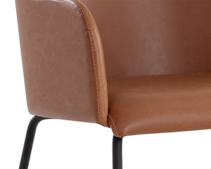Sunpan Hensley Dining Armchair - Modern Urban Design with Faux Leather and Stylish Matte Black Legs Hazelnut