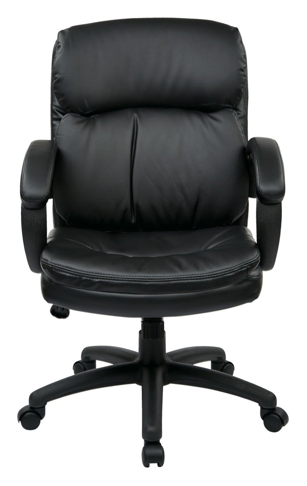 OSP Home Furnishings High Back Executive Office Chair Bonded Leather Ergonomic Swivel Seat with Lumbar Support Mid EC9231-EC3