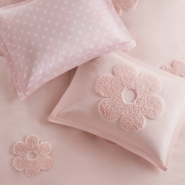 English Elm 3-piece Tufted Chenille Floral Duvet Set Reversible Textured Polyester Bedding B035P408216
