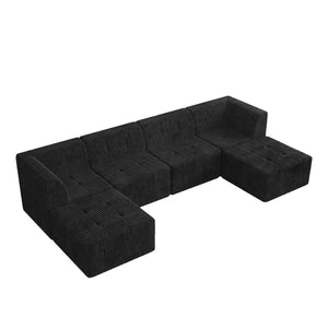 English Elm U Shape Modular Sectional Sofa - Stylish Compressed Design For Comfort & Space-Saving Living Room Use W487S00252-GIGA