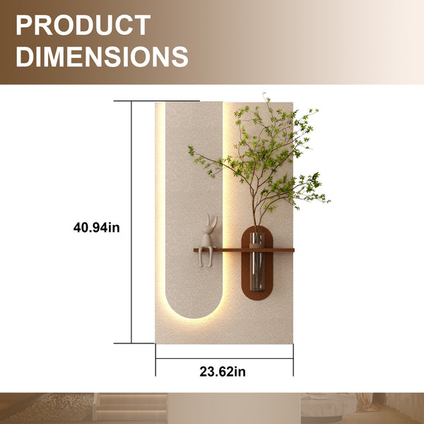 English Elm Adjustable 3-Color Led Sandstone Wall Decor With Greenery & Rabbit Statue - Modern 3D Art Accent W2700P313029