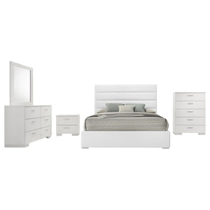 English Elm Fillmore Queen Bedroom Set with Led Mirror Arched Headboard and Chrome Accents B062S01516