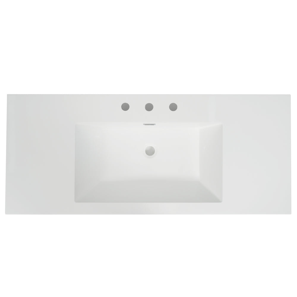 English Elm Christopher Knight Home® - 48" 47.25" Resin Vanity Top Bright White with 3-Hole 8" Faucet Prep, Overflow, Durable Drop-In/Undermount N759P337622K