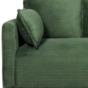 English Elm 48" Corduroy Compact Loveseat with Side Pocket Solid Wood Frame for Small Spaces Dark Green W2715P409866