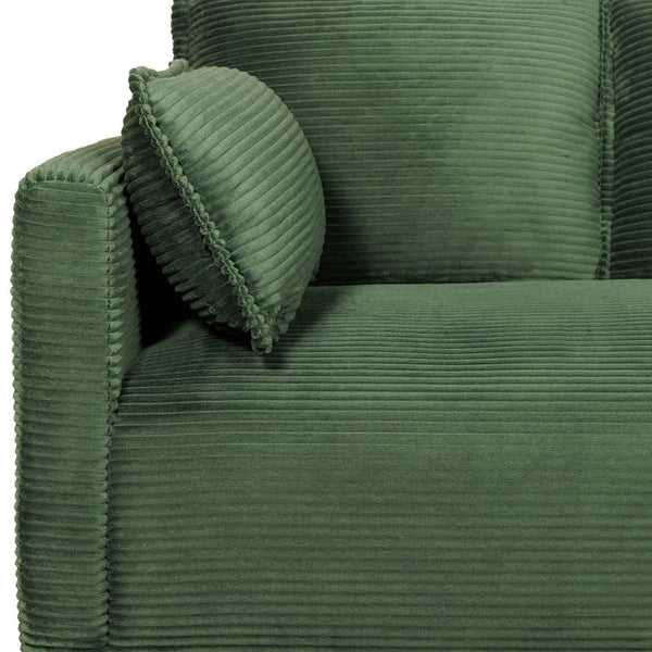 English Elm 48" Corduroy Compact Loveseat with Side Pocket Solid Wood Frame for Small Spaces Dark Green W2715P409866