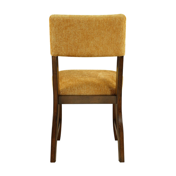 English Elm Contemporary High Back Chenille Dining Chairs Solid Wood Frame Upholstered Set Brown,Mustard B011P439064