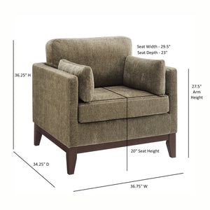 English Elm Chalco Mid-century Accent Chair Walnut Legs Polyester Upholstery Deep Foam Cushions Green B050P429147