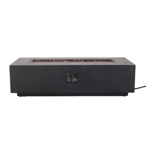 English Elm Outdoor Rectangular Iron Fire Pit 50000 Btu Propane Patio Heater Modern Black N772P404968B