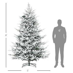 English Elm Homcom 8 Foot Snow Flocked Artificial Christmas Tree With 1479 Realistic Cedar Branches For Holidays W2225P249626