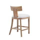 Christopher Knight Home® - Noble House - - 27" Counter Stools Set Of 2, Upholstered Counter Height Bar Stools With Solid Rubber Wood Frame, Backrest, Footrest, Armless Barstools For Home Bar, Kitchen Counter, Beige & Natural