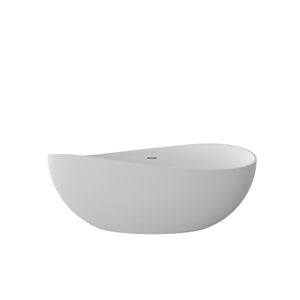English Elm 63" Stone Resin Freestanding Soaking Tub Matte Sculpted Surface for Spa Bathroom W1920P410091