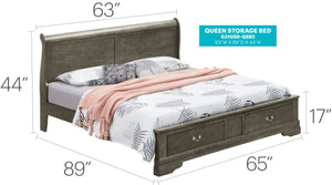 English Elm Elegant Gray Queen Storage Bed - Timeless Design With Ample Hidden Storage For Clutter-Free Spaces B078S00306