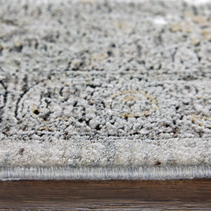 Feizy Rugs Sarrant Luxurious Machine Made Viscose/Polyester Distressed Rug With Traditional Medallion Design Gray,Silver,Tan Viscose,Polyester 9193965fsnd000i8c