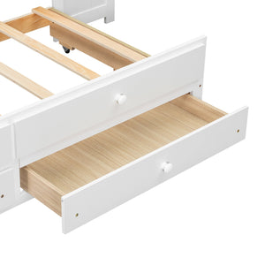 English Elm Full Size Pine Wood Platform Daybed with Led Headboard Desk Storage and Charging White N7090000475K-1