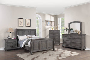 English Elm Modern Antique Gray Dresser with Ornate Handles and Round Legs for Bedroom Storage B011P448869