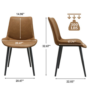English Elm Brown Pu Leather Dining Chairs Set Of 4 - Modern Ergonomic Design For Kitchen, Restaurant & Home T3967P384748