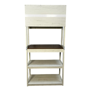 English Elm 31.50" 5-Tier Baker’s Rack in White & Rustic Brown — Spacious, Sturdy Kitchen Storage, Coffee Bar & Microwave Stand W1412P230431