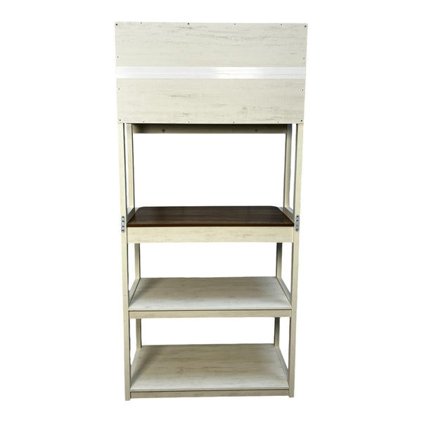 English Elm 31.50" 5-Tier Baker’s Rack in White & Rustic Brown — Spacious, Sturdy Kitchen Storage, Coffee Bar & Microwave Stand W1412P230431
