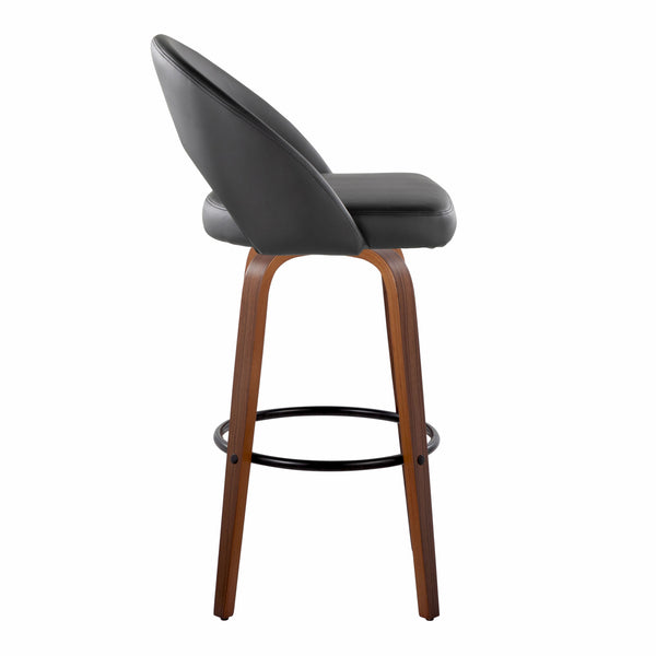 English Elm Fixed-height Mid-century Barstools with Walnut Legs and Grey Upholstered Seats Set Black,Walnut B202S01939