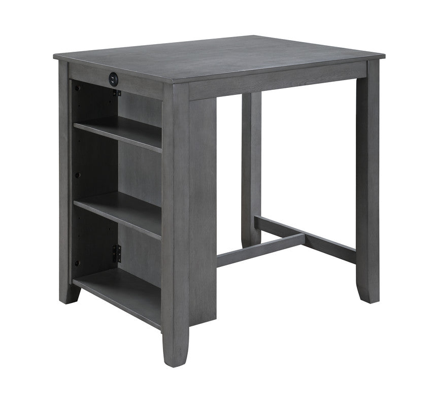 English Elm Gregorio 3 Piece Counter Dining Set with Usb Ports Open Shelf and Upholstered Seating Gray B2749S00334