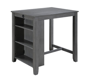 English Elm Gregorio 3 Piece Counter Dining Set with Usb Ports Open Shelf and Upholstered Seating Gray B2749S00334