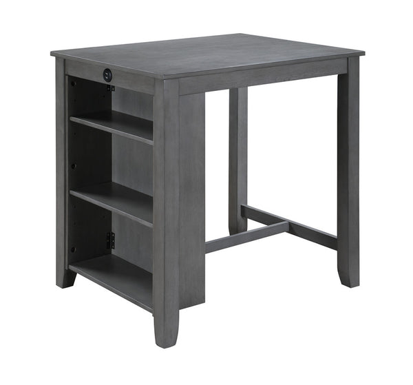 English Elm Gregorio 3 Piece Counter Dining Set with Usb Ports Open Shelf and Upholstered Seating Gray B2749S00334