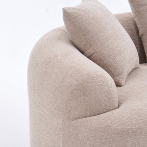 English Elm LY-025S Curved Loveseat Sofa Compact 65" chenille upholstery, 30D foam with spring core, 300lb capacity, 3 pillows, apartment-friendly Apricot Cream W2231P292607