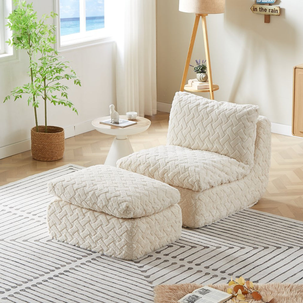 English Elm Liyasi Full Compression Swivel Sofa Chair & Ottoman Set - Ergonomic Comfort For Relaxation & Gaming W820P312316