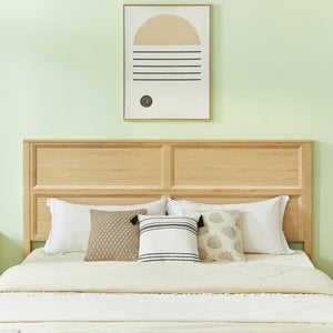 English Elm Queen Storage Bed with Geometric 3d Headboard Four Drawers and Walnut Finish W1820S00057