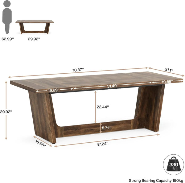 English Elm Industrial Executive Wood Desk with Rustic Brown Veneer for Home Office Workspaces T3971P450979