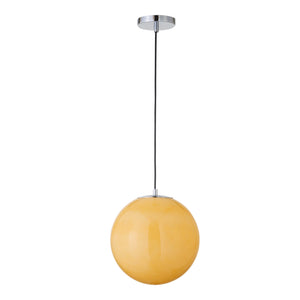 English Elm Ida Retro Pendant Light Opaque Amber Glass Shade Silver Finish for Dining Rooms B2769P498434