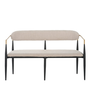 English Elm Metal Boucle Settee Loveseat with Sculptural Toothpick Legs for Modern Living Spaces Beige,Black+Gold N771P247148A