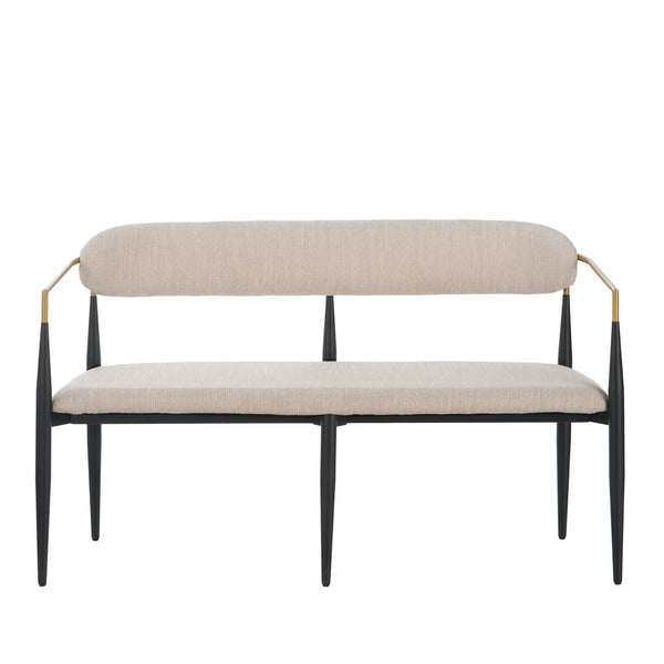 English Elm Metal Boucle Settee Loveseat with Sculptural Toothpick Legs for Modern Living Spaces Beige,Black+Gold N771P247148A