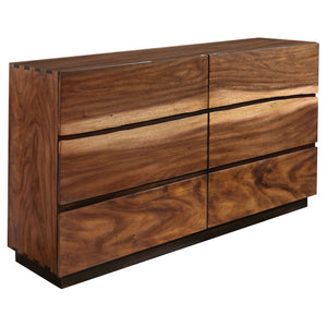 English Elm Beverly Queen Bedroom Set with Live Edge Headboard Walnut Veneer Floating Base B062S01710