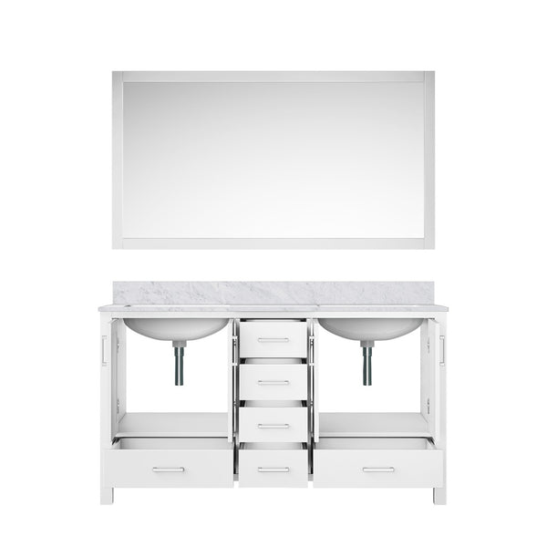 English Elm White Double Bath Vanity Set With Carrara Marble Top, Soft-Close Drawers & 58-Inch Mirror Included B2731S00695-GIGA