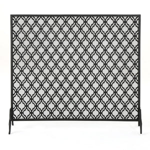 English Elm Christopher Knight Home® - FIRE Iron Single Panel Elmer Fireplace Screen — Durable Decorative Hearth Shield Protects Home Interiors Black 61130.00BLK