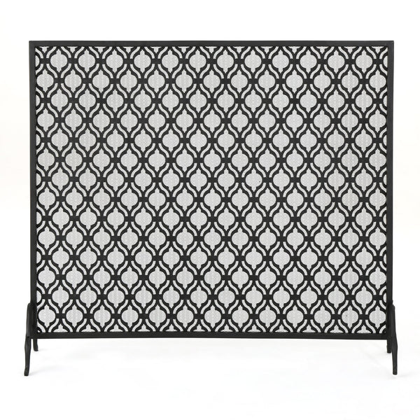 English Elm Christopher Knight Home® - FIRE Iron Single Panel Elmer Fireplace Screen — Durable Decorative Hearth Shield Protects Home Interiors Black 61130.00BLK