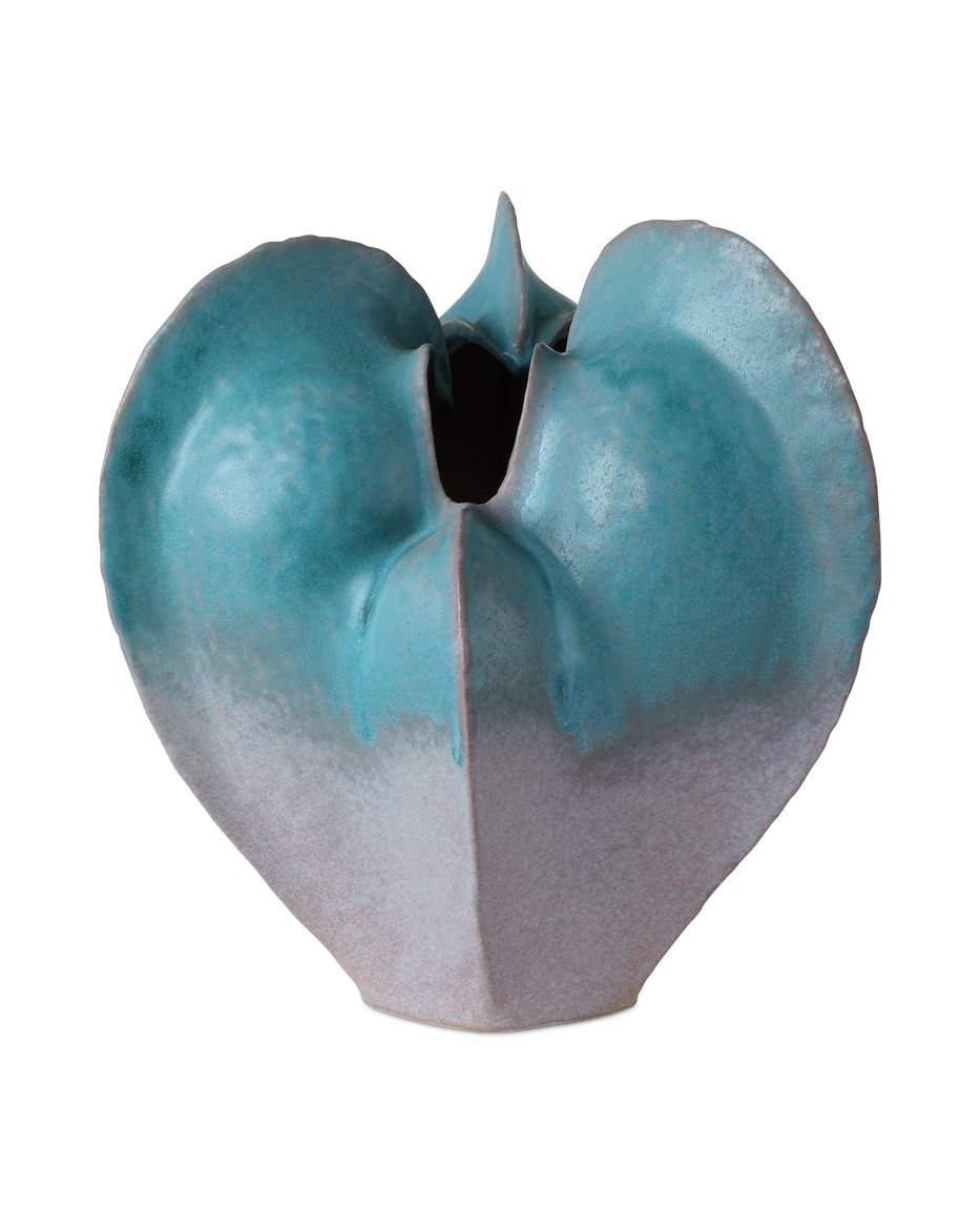 Currey & Company Free-form Blue Vase - Hand-thrown Porcelain With Unique Seed Pod Shape, Turquoise Glaze Finish Blue Porcelain 1200-0997-currey-company
