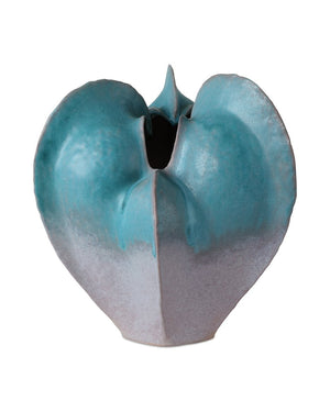Currey & Company Free-form Blue Vase - Hand-thrown Porcelain With Unique Seed Pod Shape, Turquoise Glaze Finish Blue Porcelain 1200-0997-currey-company